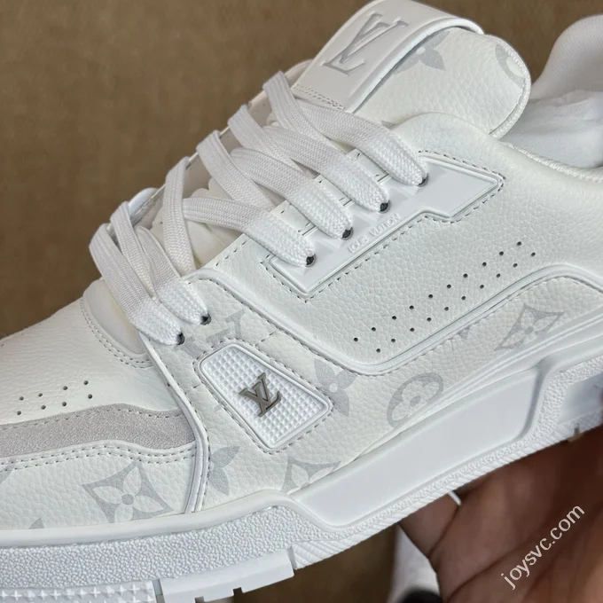 LV Trainer White Lychee Grain Leather