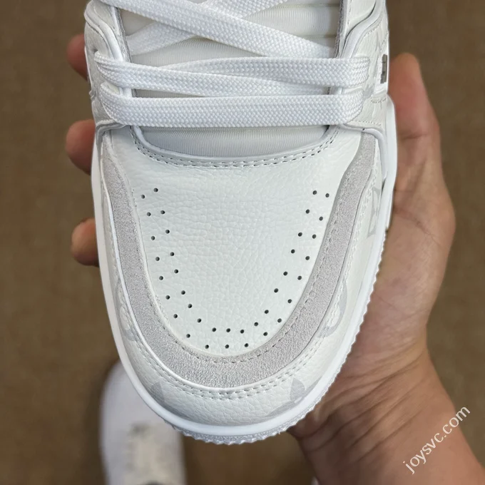 LV Trainer White Lychee Grain Leather