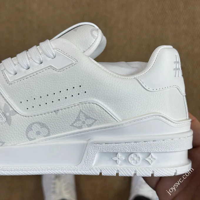 LV Trainer White Lychee Grain Leather