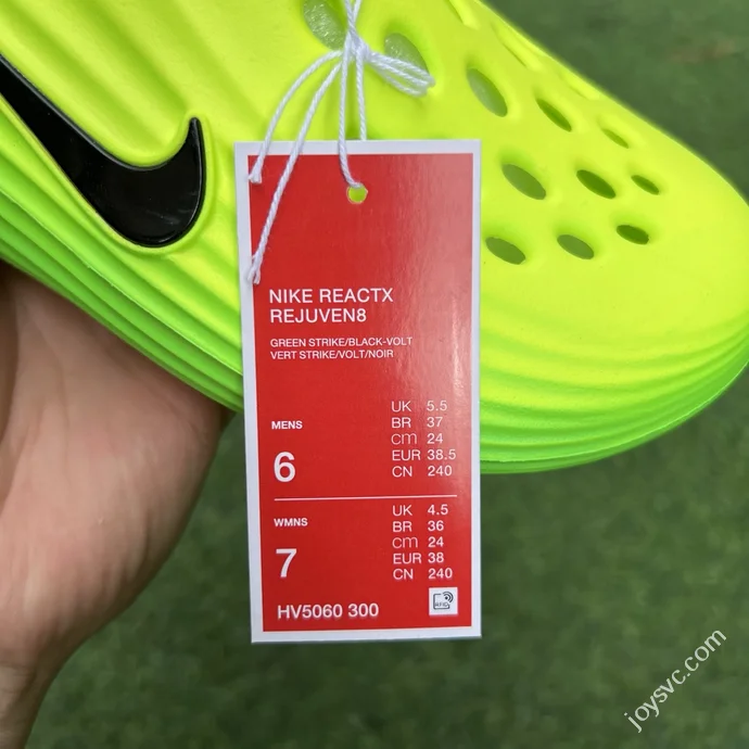 LW Pure Original Nike ReactX Rejuven8 Neon Green Clogs HV5060-3
