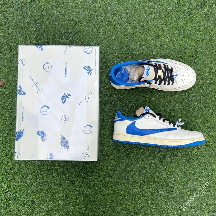 T1 Pure Original AJ1 Travis Scott x Fragment Design Low Top White Blue DM7866-104