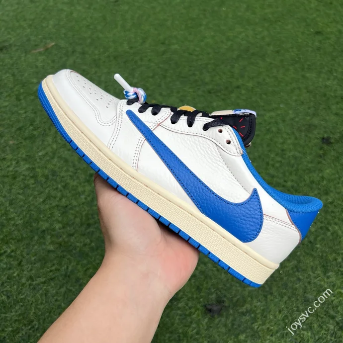 T1 Pure Original AJ1 Travis Scott x Fragment Design Low Top White Blue DM7866-104