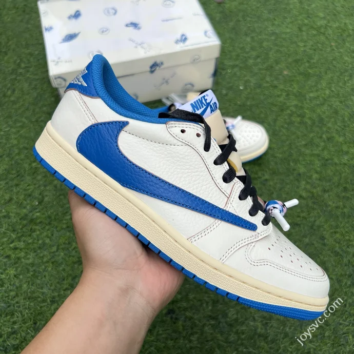 T1 Pure Original AJ1 Travis Scott x Fragment Design Low Top White Blue DM7866-104