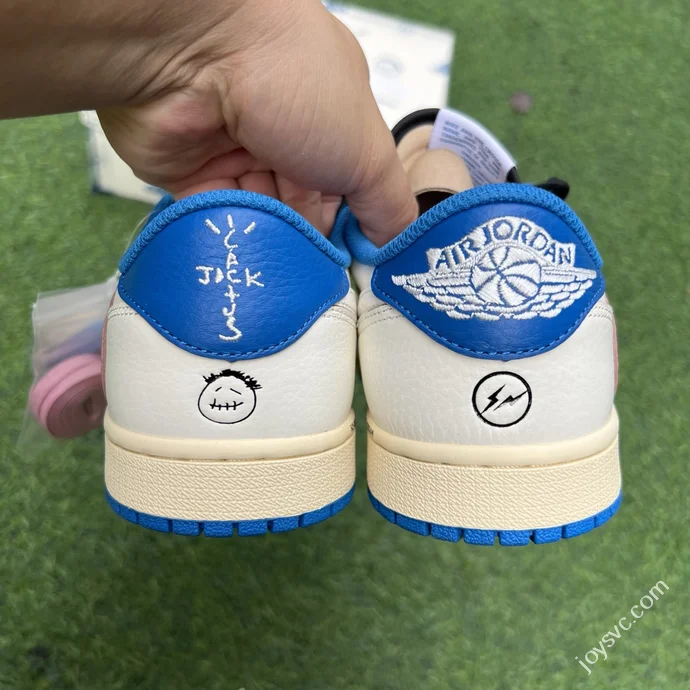 T1 Pure Original AJ1 Travis Scott x Fragment Design Low Top White Blue DM7866-104
