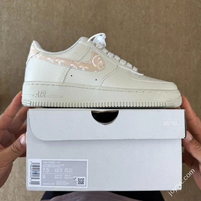 3A Pure Original Air Force 1 AF1 Paisley Hook Beige Sneakers IH2051-072