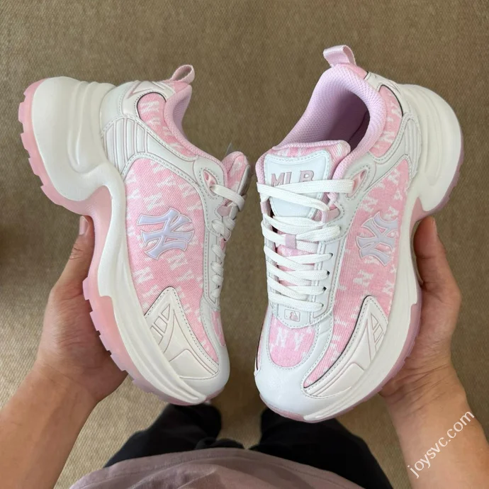MLB Chunky Denim Monogram Dad Shoes Pink 3ASHW065N (GP001)