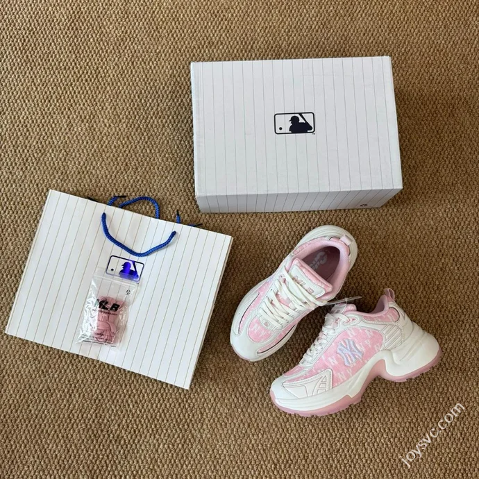 MLB Chunky Denim Monogram Dad Shoes Pink 3ASHW065N (GP001)
