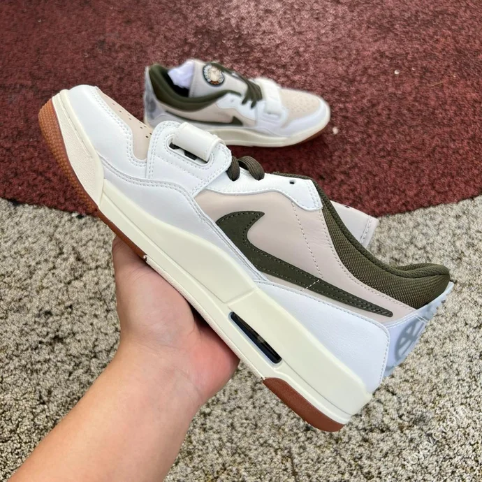 AJ312 Beige Brown Green Low Top Sneakers IB8856-121