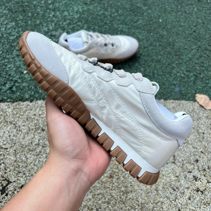 Miu Miu Tyre Suede Trainer Shoes Beige