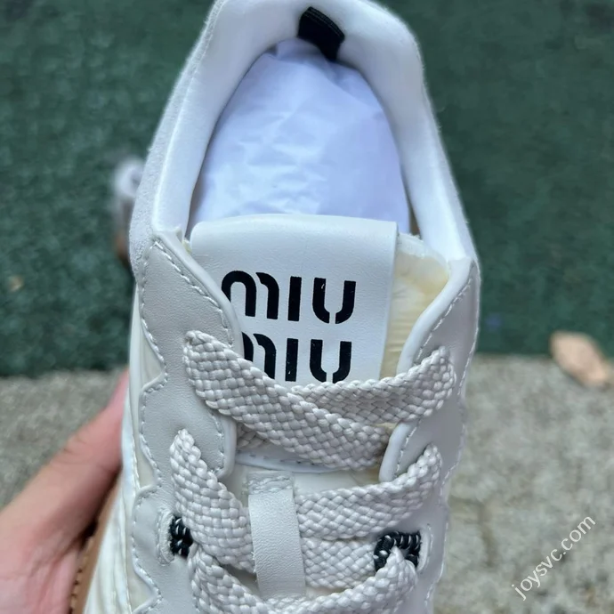 Miu Miu Tyre Suede Trainer Shoes Beige
