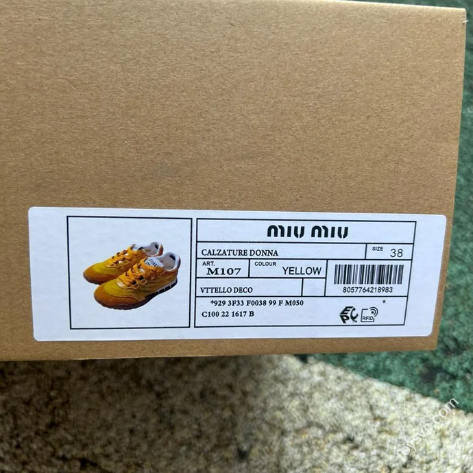 Miu Miu Tyre Suede Trainer Shoes Yellow