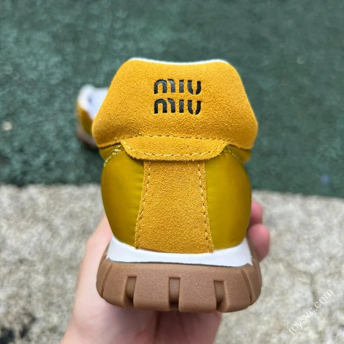 Miu Miu Tyre Suede Trainer Shoes Yellow