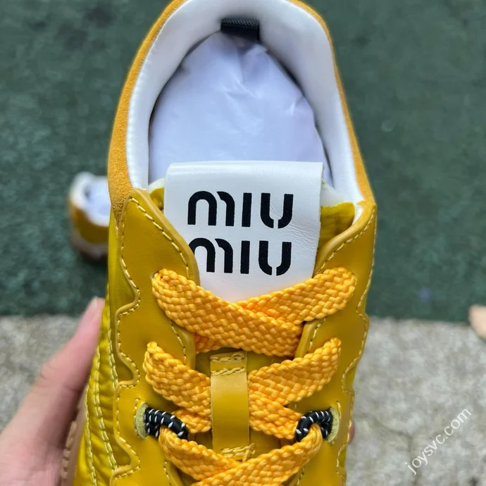 Miu Miu Tyre Suede Trainer Shoes Yellow