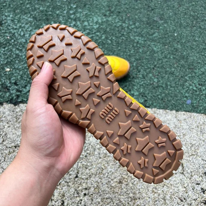 Miu Miu Tyre Suede Trainer Shoes Yellow