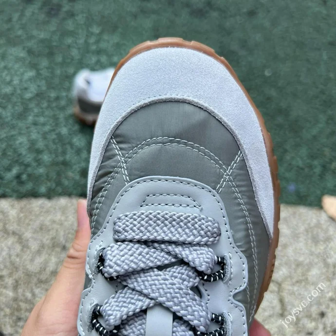 Miu Miu Tyre Suede Trainer Shoes Beige Grey
