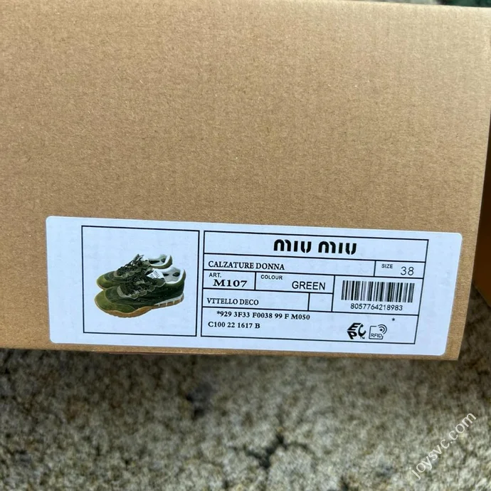 Miu Miu Tyre Suede Trainer Shoes Olive Green