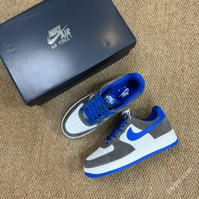 A Pure Original Air Force 1 AF1 Grey Blue Sneakers FQ8714-200