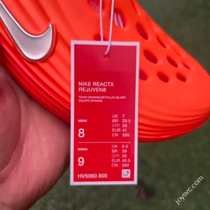 LW Pure Original Nike ReactX Rejuven8 Orange Red Clogs HV5060-800