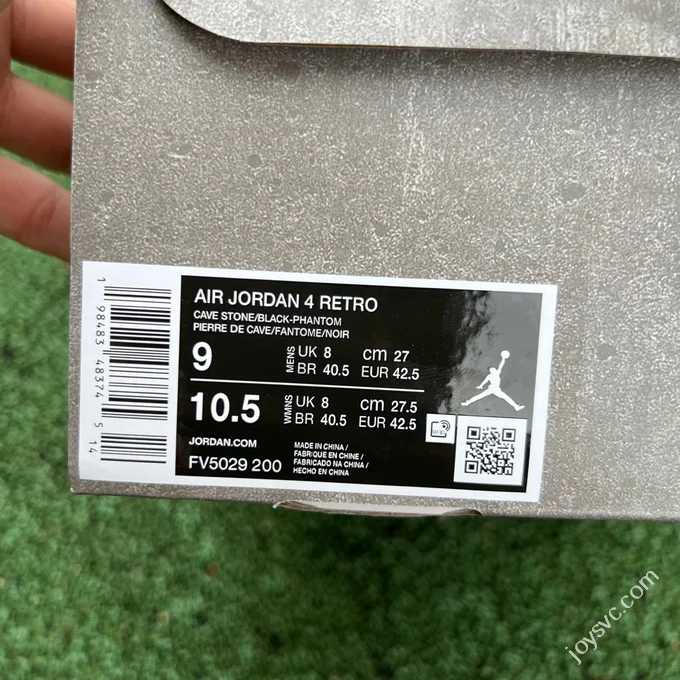 T1 Pure Original AJ4 Cave Stone Grey Black Sneakers FV5029-200