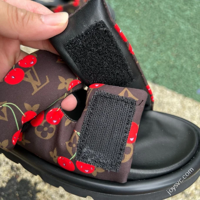 Takashi Murakami x LOUIS VUITTON Cherry Black Pool Pillow Slides