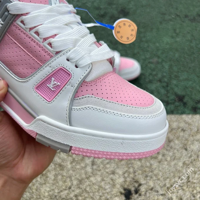 Pure Original LOUIS VUITTON Trainer White Pink Silver