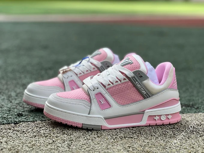 Pure Original LOUIS VUITTON Trainer White Pink Silver