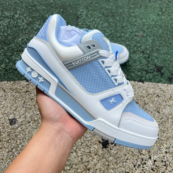 Pure Original LOUIS VUITTON Trainer White Blue Silver