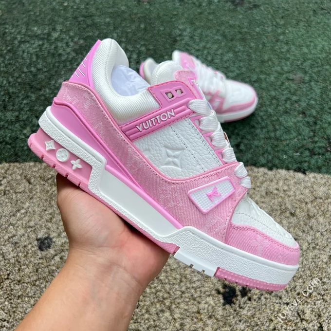 Pure Original LOUIS VUITTON Trainer White Pink