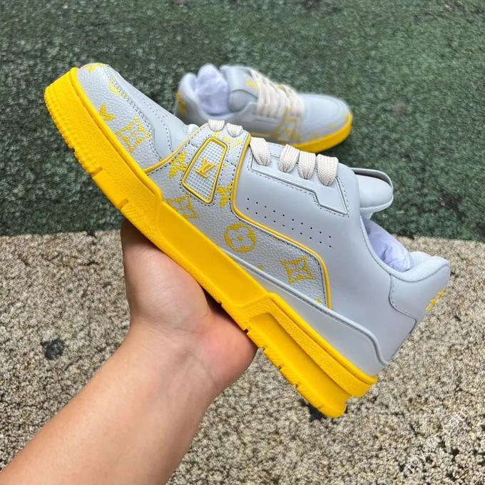 Pure Original LOUIS VUITTON Trainer Grey Yellow