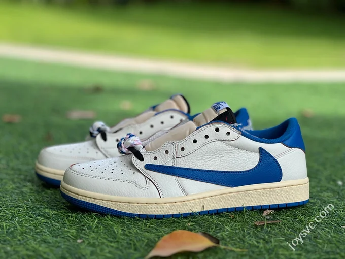 T1 Pure Original AJ1 Travis Scott x Fragment Design Low Top White Blue DM7866-104