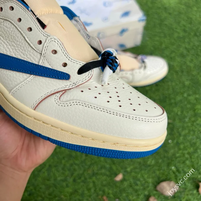 T1 Pure Original AJ1 Travis Scott x Fragment Design Low Top White Blue DM7866-104