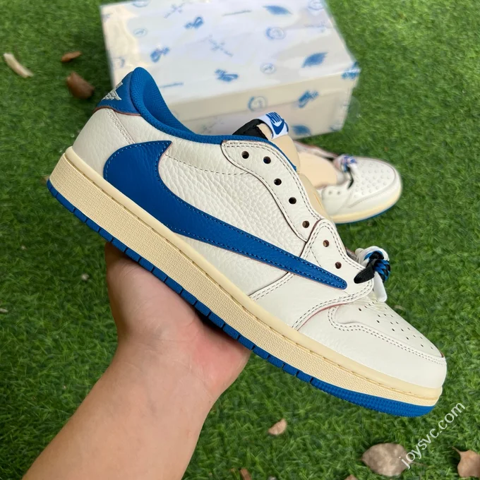 T1 Pure Original AJ1 Travis Scott x Fragment Design Low Top White Blue DM7866-104