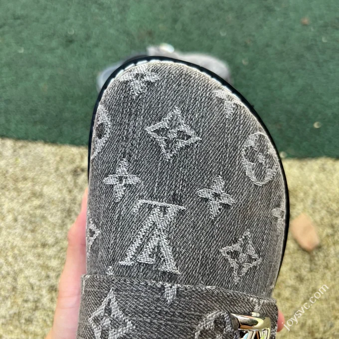 LV Half-Slipper Grey LOUIS VUITTON Cosy Comfort Denim Mules