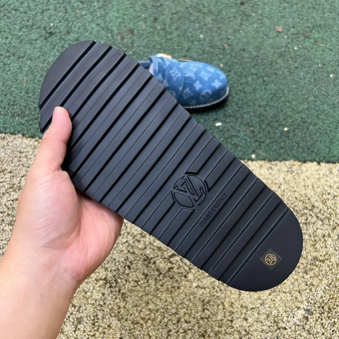 LV Half-Slipper Blue LOUIS VUITTON Cosy Comfort Denim Mules