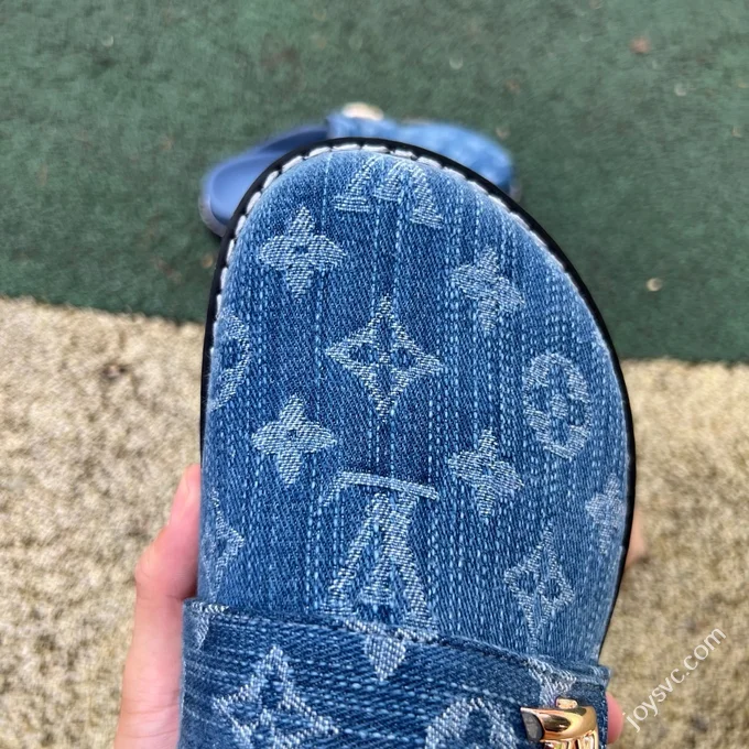 LV Half-Slipper Blue LOUIS VUITTON Cosy Comfort Denim Mules
