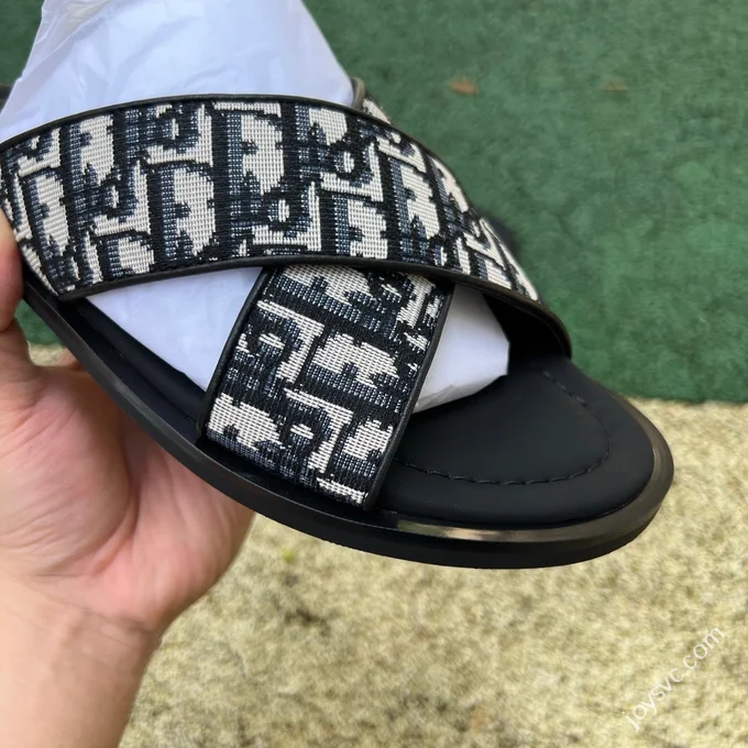 DIOR Alias Oblique Print One-Strap Slides Black Grey