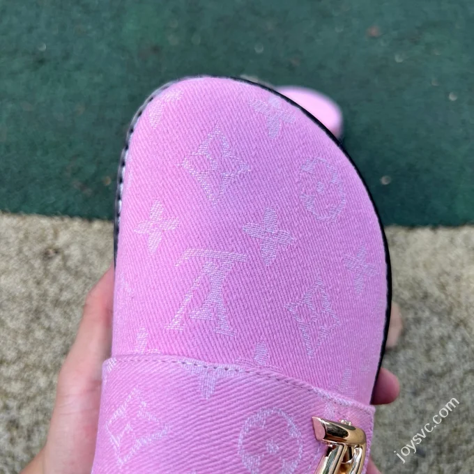 LV Half-Slipper Pink LOUIS VUITTON Cosy Comfort Denim Mules