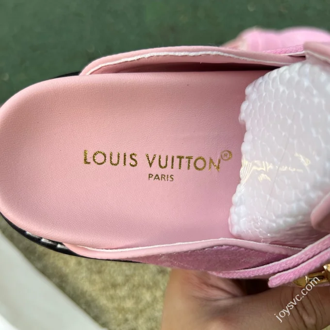 LV Half-Slipper Pink LOUIS VUITTON Cosy Comfort Denim Mules