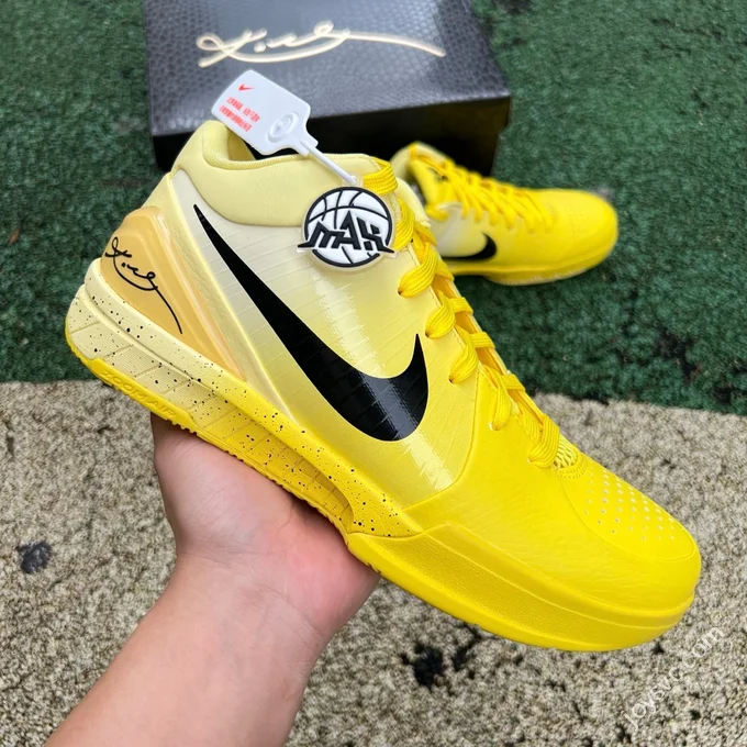 Pure Original Kobe 4 Protro CHBL Yellow Black Basketball Shoes IH0587-700