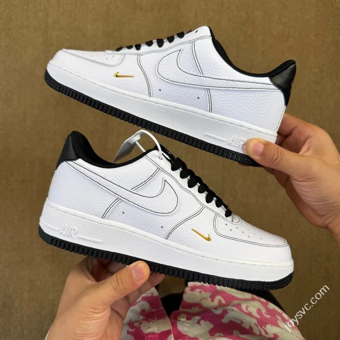 3A Pure Original Air Force 1 AF1 Black White Small Gold Hook Sneakers IB6543-101