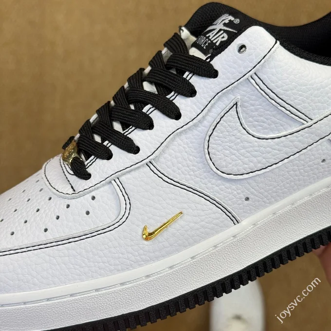 3A Pure Original Air Force 1 AF1 Black White Small Gold Hook Sneakers IB6543-101