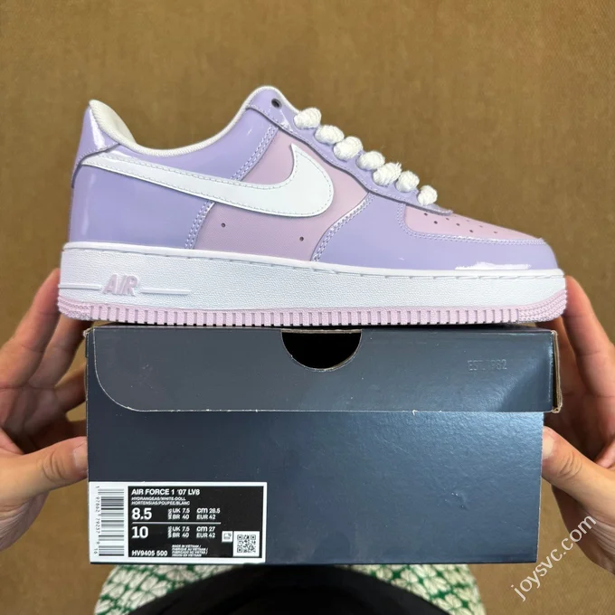 3A Pure Original Air Force 1 AF1 Patent Leather Light Purple Sneakers HV9405-500