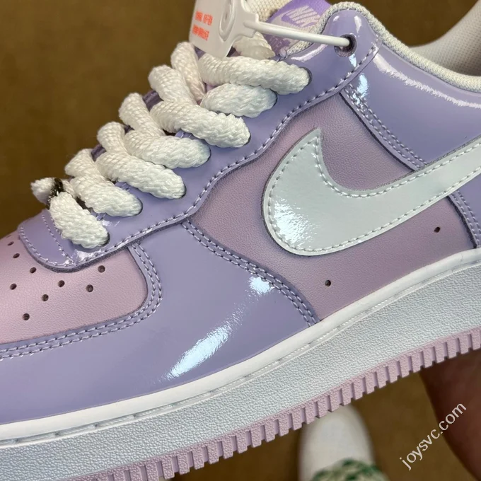 3A Pure Original Air Force 1 AF1 Patent Leather Light Purple Sneakers HV9405-500