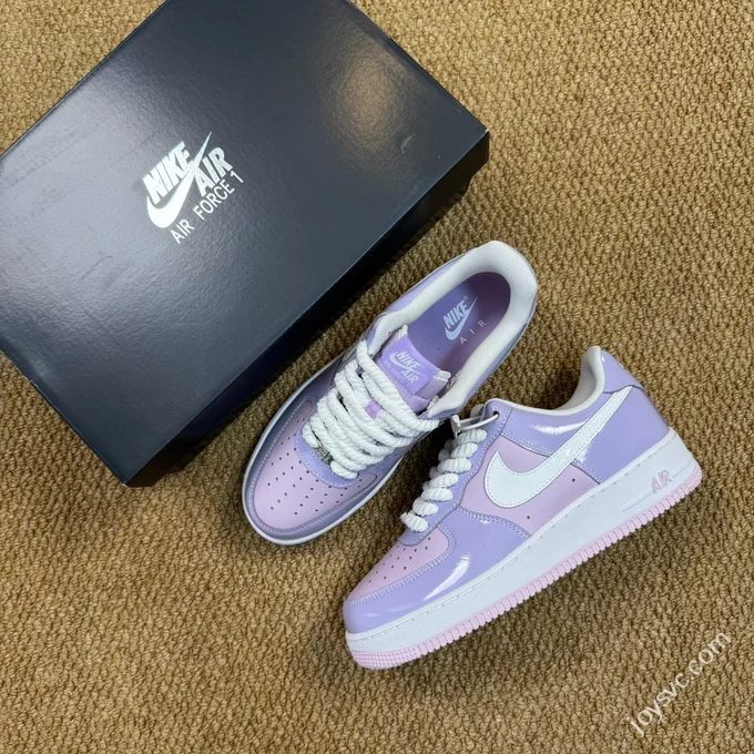 3A Pure Original Air Force 1 AF1 Patent Leather Light Purple Sneakers HV9405-500