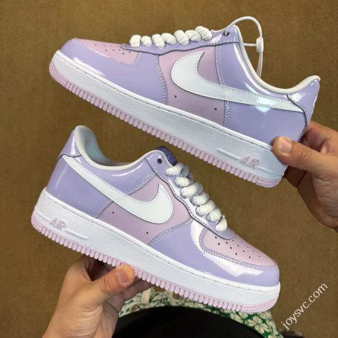 3A Pure Original Air Force 1 AF1 Patent Leather Light Purple Sneakers HV9405-500