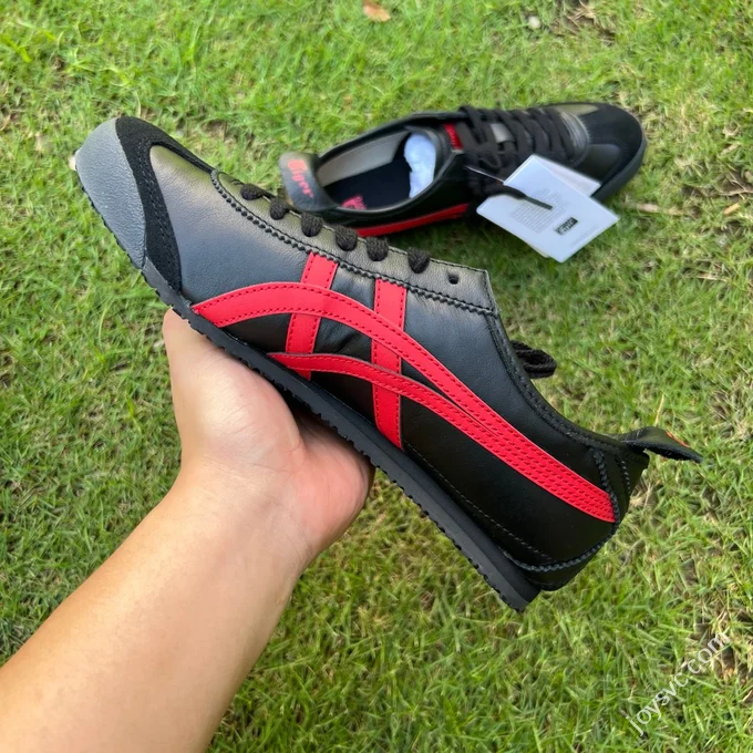 Y Pure Original Onitsuka Tiger Mexico 66 Black Red Leather