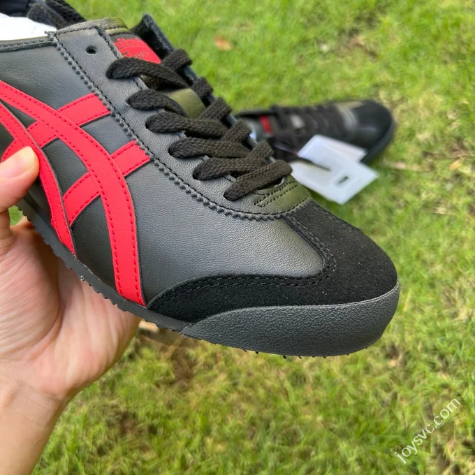 Y Pure Original Onitsuka Tiger Mexico 66 Black Red Leather