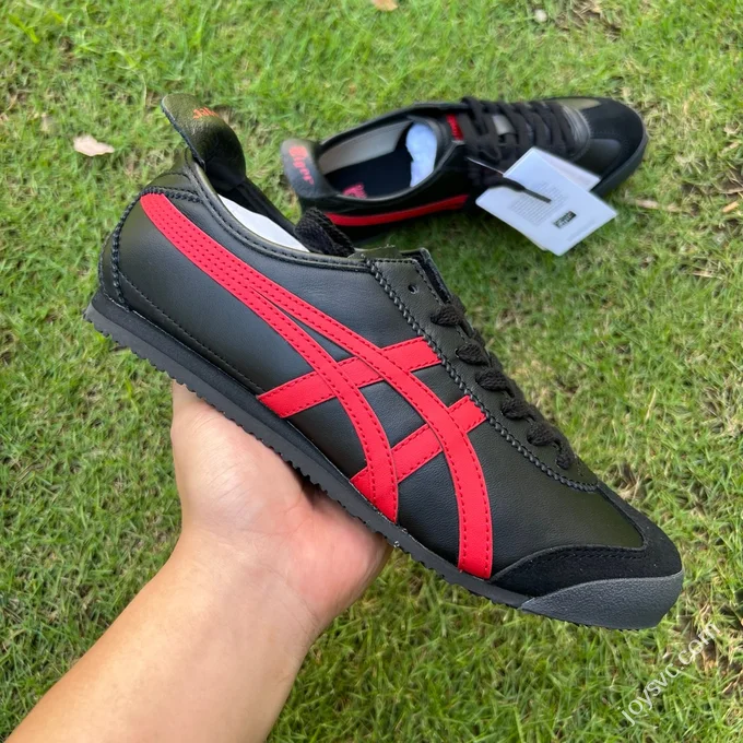 Y Pure Original Onitsuka Tiger Mexico 66 Black Red Leather