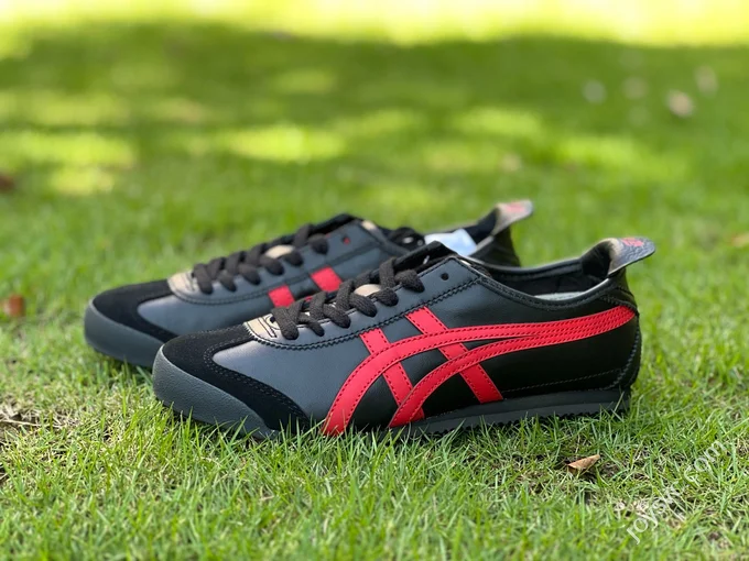 Y Pure Original Onitsuka Tiger Mexico 66 Black Red Leather