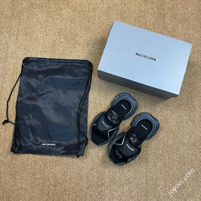 A Version Balenciaga 3XL One-Strap Slides Black Silver